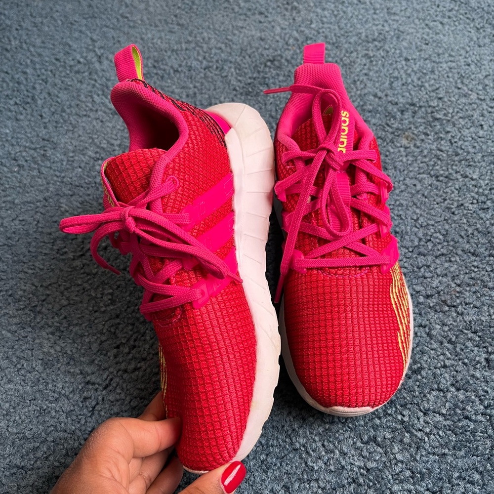 Size 1 kids Adidas sneakers in Red, and pink